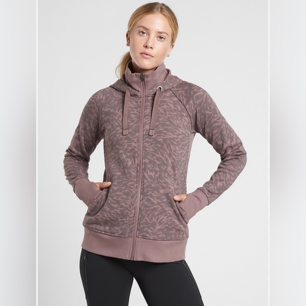 ATHLETA TRIUMPH PRINTED HOODIE
Purple Zip-Up Hoodie Thumbholes Activewear Sz M